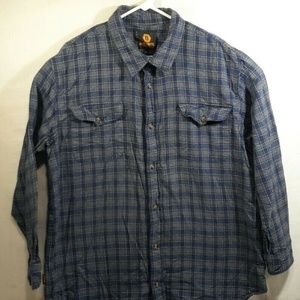 BUILT-RITE Flannel Shirt Blue Plaid 100% Combed